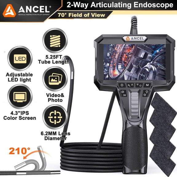 [Second Hand] ANCEL AN301 6.2mm Articulating Endoscope Camera+4 PCS Car Wax Cleaning Cloths