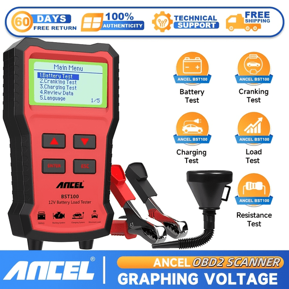 [Second Hand] ANCEL BST100+4PCS Car fuel funnel OBD2 Scanner Car Battery Tester