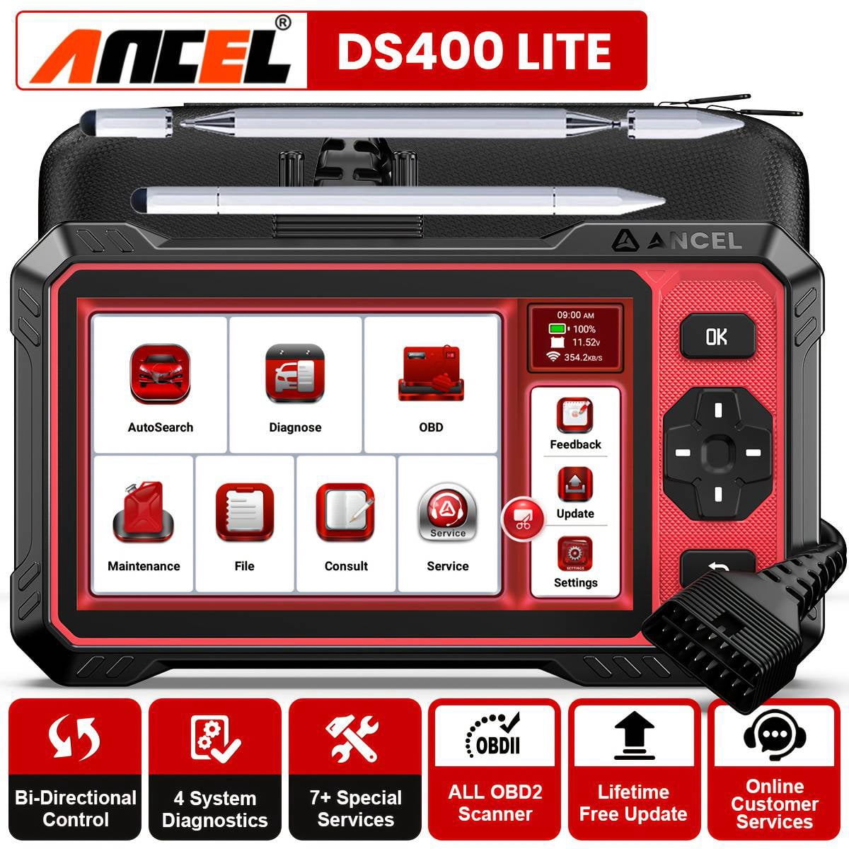 [Second Hand] ANCEL DS400 LITE OBD2 Scanner Bidirectional Scanning Tool+3-in-1 Touchscreen Stylus