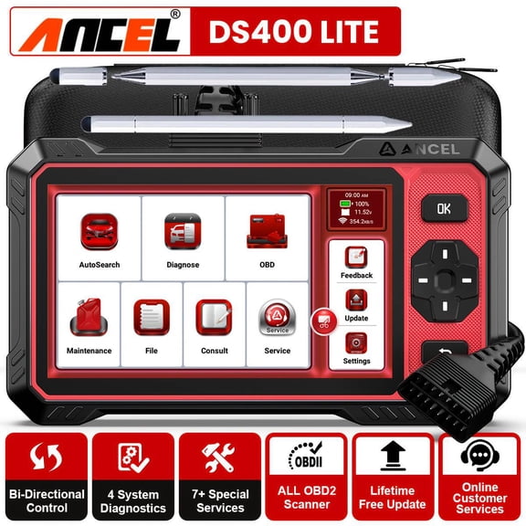 [Second Hand] ANCEL DS400 LITE OBD2 Scanner Bidirectional Scanning Tool+3-in-1 Touchscreen Stylus