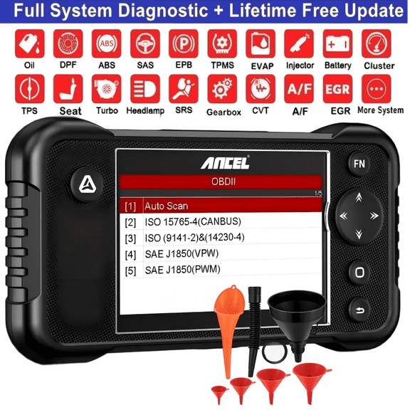 [Second Hand] ANCEL FX3300 Elite Popular OBD2 All System Diagnostic Tool, Gift With 6Pcs Automotive Funnels