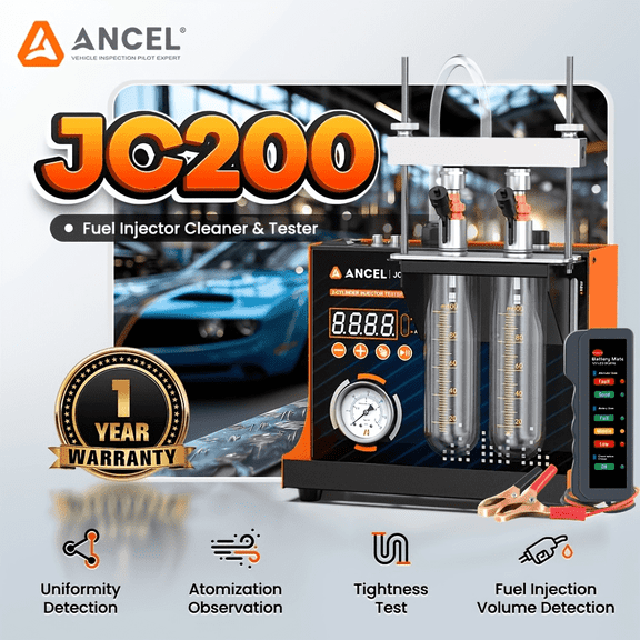 ANCEL JC200 Fuel Injector Cleaner Tester Machine Auto Ultrasonic Injector Tester Cleaning Injector Cleaning Tools