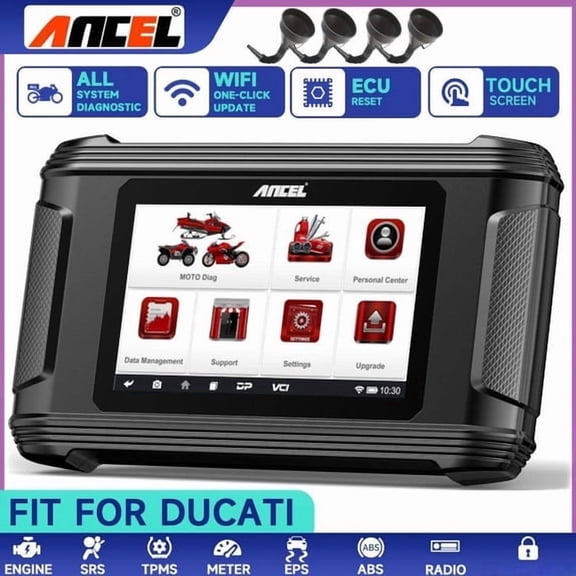 [Second Hand] ANCEL Motorcycle Diagnostic Tool +4 PCS Automotive Fuel Funnel Set