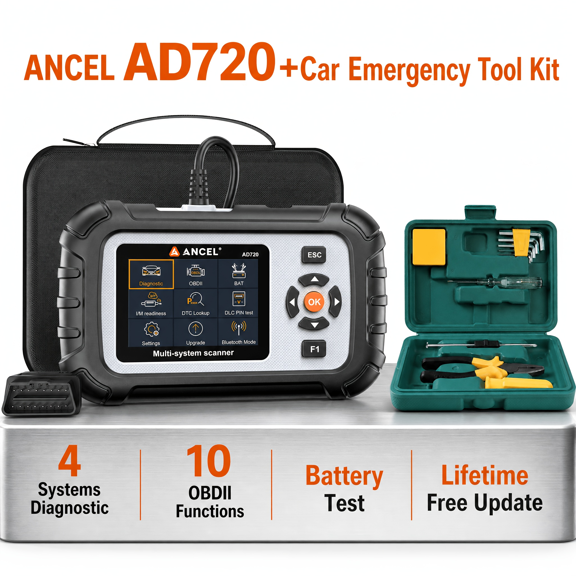 [Second Hand] ANCEL  OBD2 Scanner+Car Emergency Tool Kit (Car Emergency Tool Kit No Wireless Functionality) Scan Tool Vehicle OBD2 Scanner