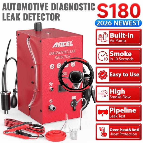 ANCEL Smoke Machine Diagnostic Automotive Vacuum Leak Detection Tester+Gift: S/t/e/e/r/i/n/g W/h/e/e/l C/o/v/e/r
