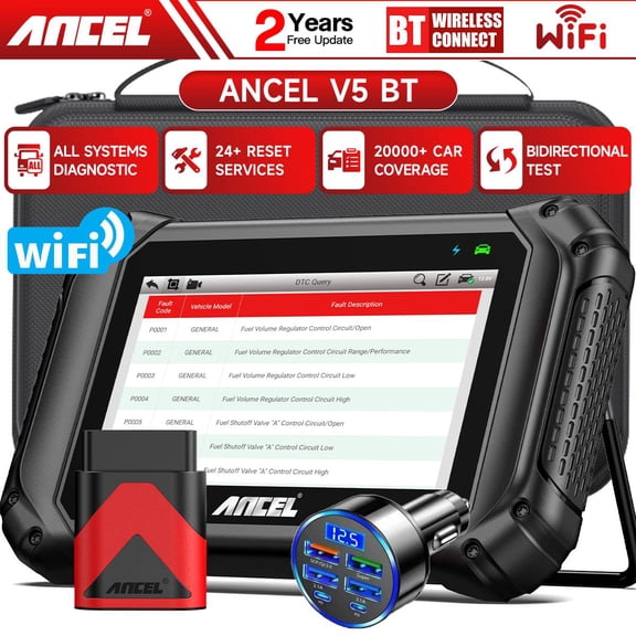 [Second Hand] ANCEL V5BT Full System Bidirectional Car Diagnostic Tool + 6 in 1 Car Charger