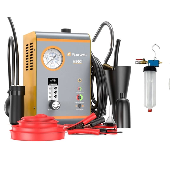 [Second Hand] FOXWELL Automotive Diagnostic Smoke Machine Leak Detector+Brake Fluid Extractor Kits