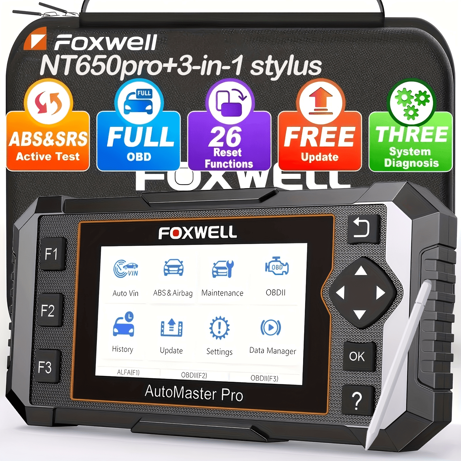 [Second Hand] FOXWELL Bidirectional OBD2 Scanner with Gift: 3-in-1 sty-lus