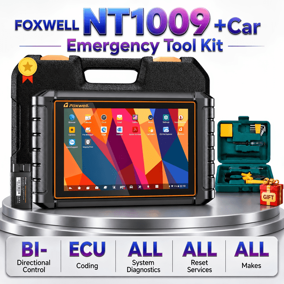 [Second Hand] FOXWELL  Car Bi-Directional OBD2 Scan Tool,+Car Emergency Tool Kit (Car Emergency Tool Kit