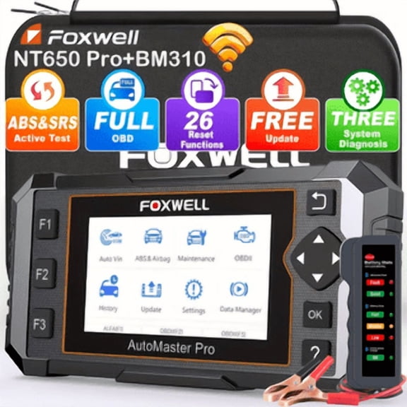 FOXWELL NT650 Pro Full OBD2 Automotive Code Scanner + BM310 Battery Tester