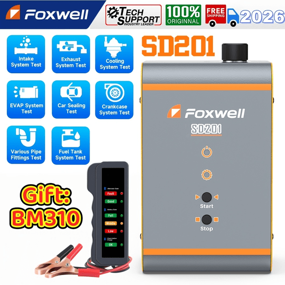 [Second Hand] FOXWELL SD201 Automotive EVAP Smoke Machine+Gift: BM310 Battery Tester