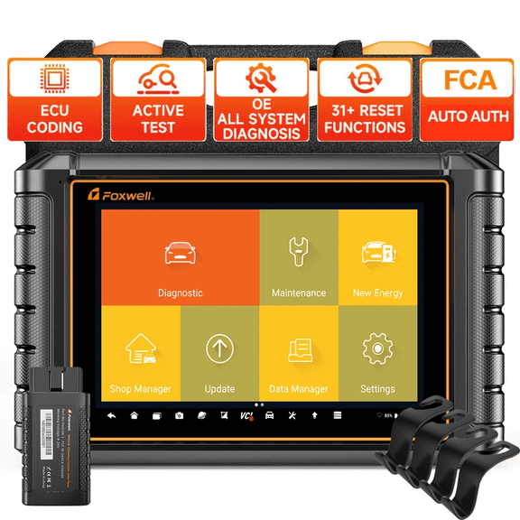 [Second Hand] Foxwell All System Bidirectional OBD2 Scanner w/ 4 PCS Car Seat Hooks(Black)