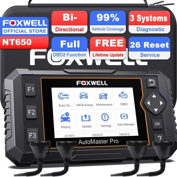[Second Hand] Foxwell NT650+4 PCS Automotive Fu-el Funnel Set Advanced Car OBD2 Scanner