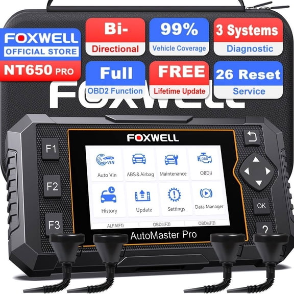 [Second Hand] Foxwell NT650 Pro+4 PCS Automotive Fuel Funnel Set Advanced Car OBD2 Scanner