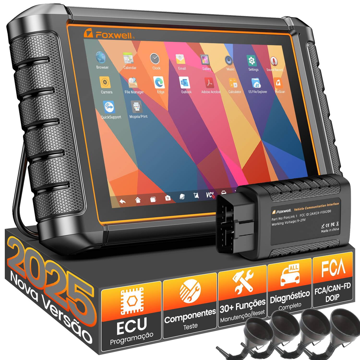 [Second Hand] Foxwell NT909 All System Bidirectional OBD2 Scanner 30+ Resets Diagnostic Tool + 4PCS Funnels