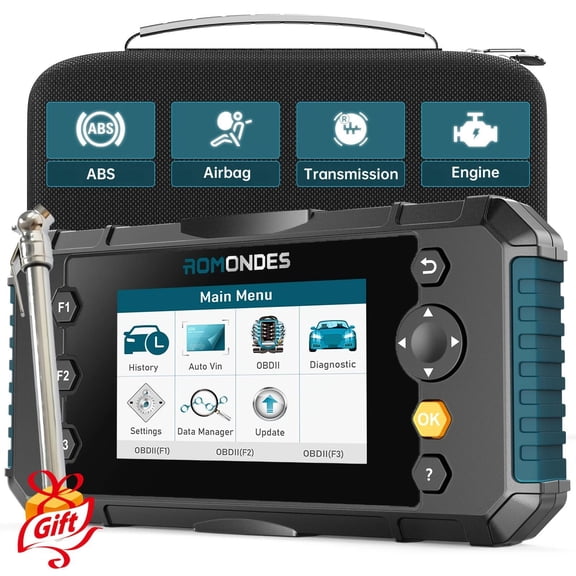 [Second Hand] Romondes Car OBD2 Scanner 4 System Check Engine Code Reader+Gift: T/i/r/e P/r/es/s/u/r/e G/a/u/g/e