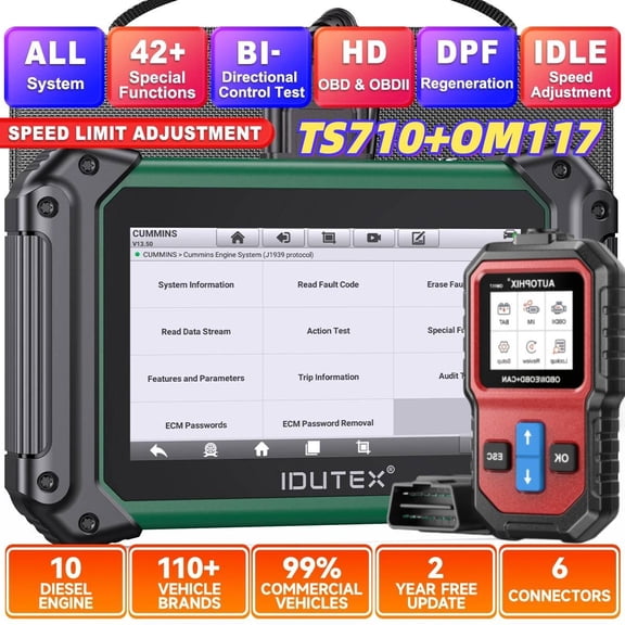 [Second Hand] TS710 Heavy Duty Truck Diesel Diagnostic Scanner DPF Regen Actuation Test + OM117 Check Engine Code Reader