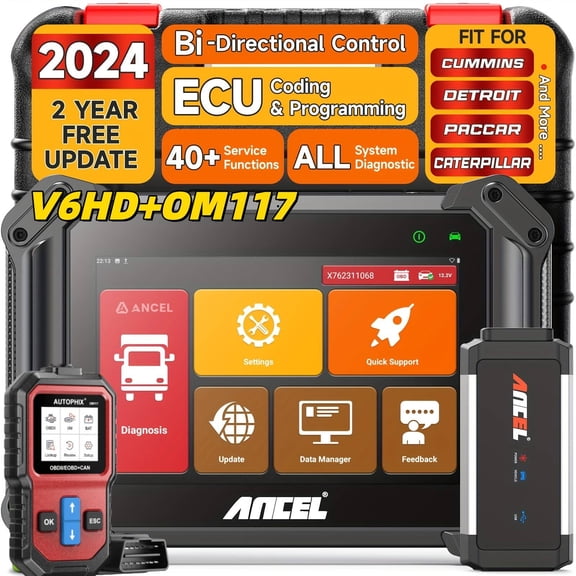 [Second Hand] V6 HD DPF Regen Heavy Duty Truck Scanner ECU Co-ding Diagnostic for Cummins + OM117 Check Engine Code Reader
