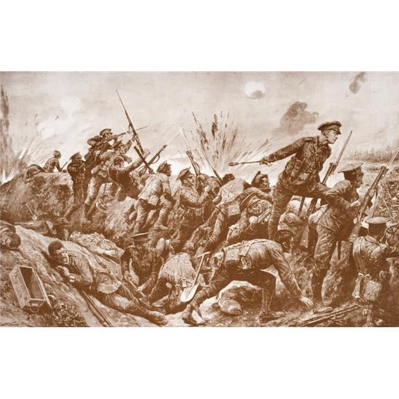 Second-Lieutenant G.H. Woolley Winning Victoria Cross In The Defense of Hill 60 with His Men. First Man From Territorial Army To Win Vc Poster Print, 18 x 11