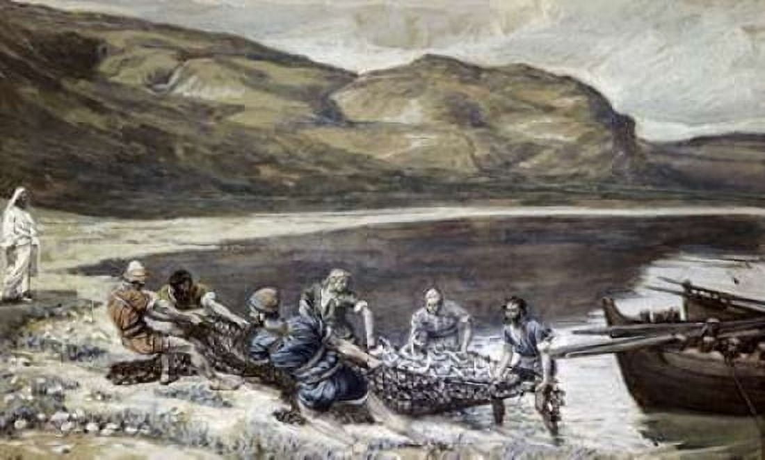 Second Miraculous Draught of Fishes Canvas Art - James Jacques Tissot (12 x 18)