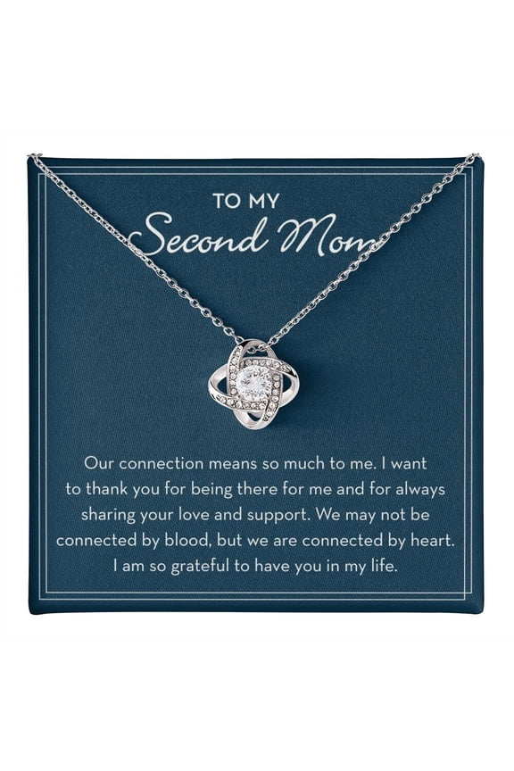 Second Mom Necklace Gift, White Love Knot Necklace
