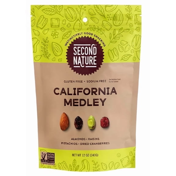 Second Nature California Medley Trail Mix, 12 oz Pouch (Pack of 8)