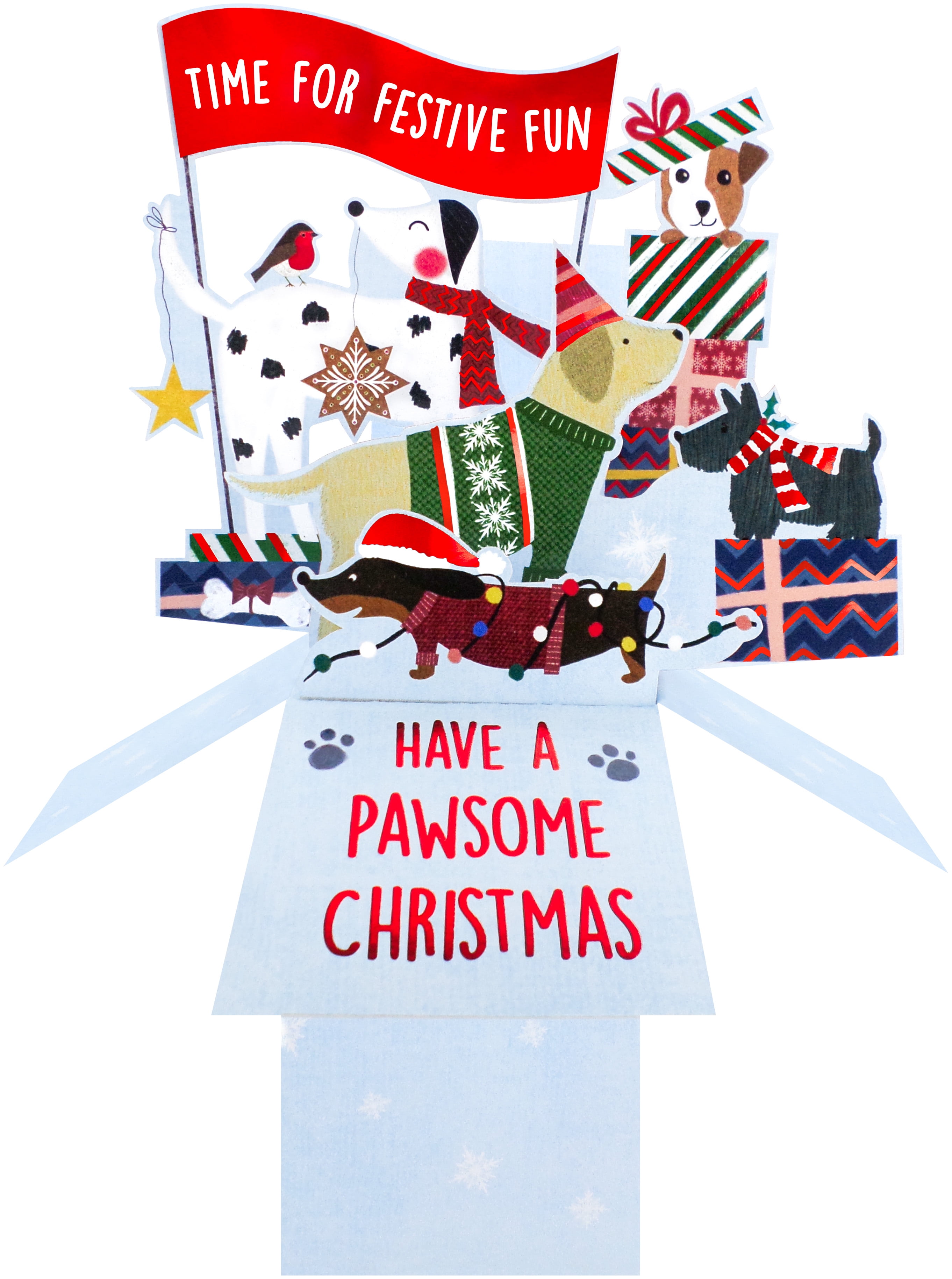 Second Nature Christmas Clever Cube Pop Up Card Dogs
