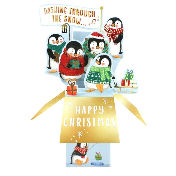 Second Nature Christmas Clever Cube Pop Up Card Penguins