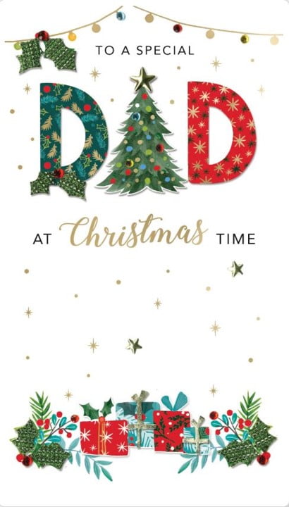 Second Nature Christmas Handmade Champagne Card DAD - Tree Design