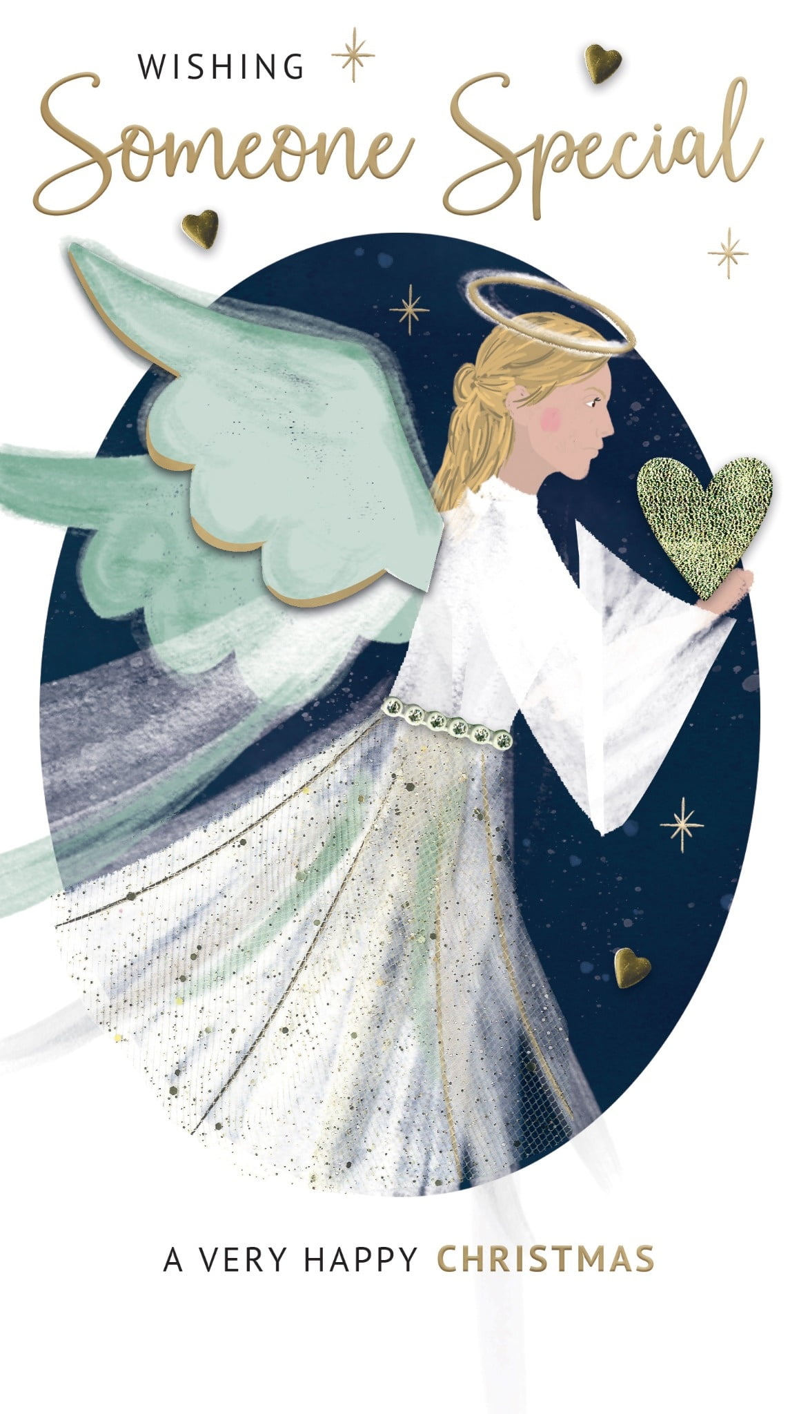 Second Nature Christmas Handmade Champagne Card for Someone Special Angel