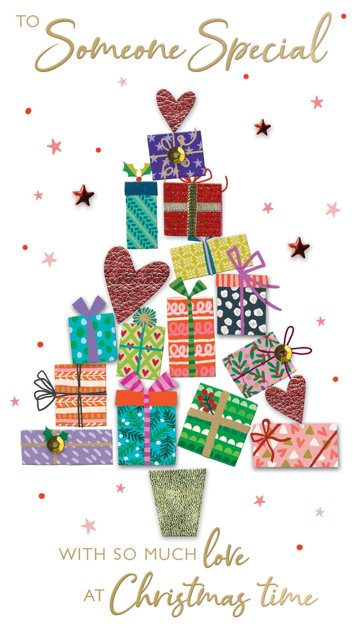 Second Nature Christmas Handmade Champagne Card Someone Special Tree & Gifts