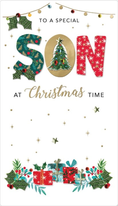 Second Nature Christmas Handmade Champagne Card Son Tree