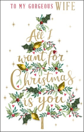 Second Nature Christmas Card Handmade Champagne for Wife All I Want for Christmas Is You