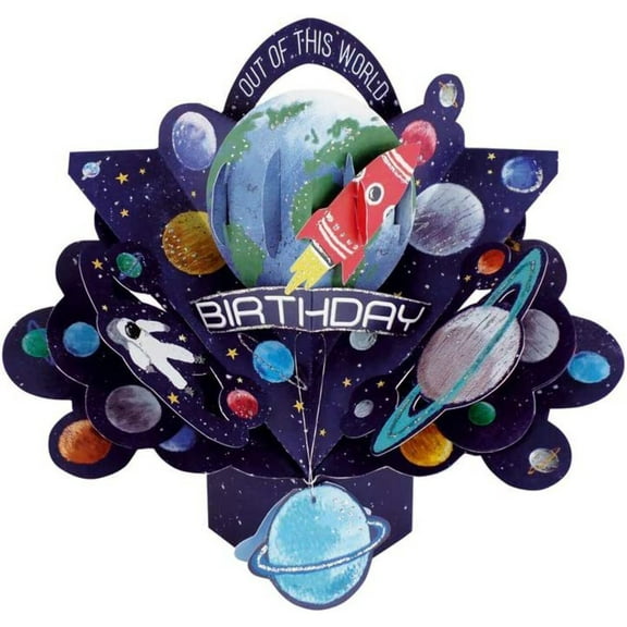 Second Nature Mailable Happy Birthday Outer Space Pop up Greeting Card - POP178