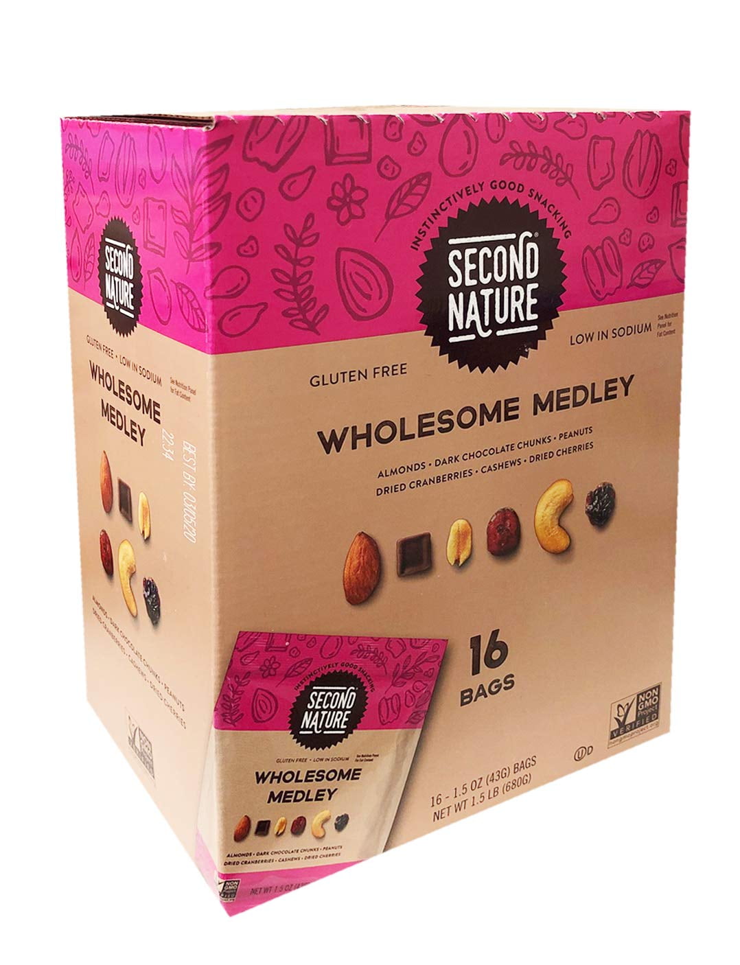 Second Nature Gluten Free Trail Mix Family Size Box, 16 Bags