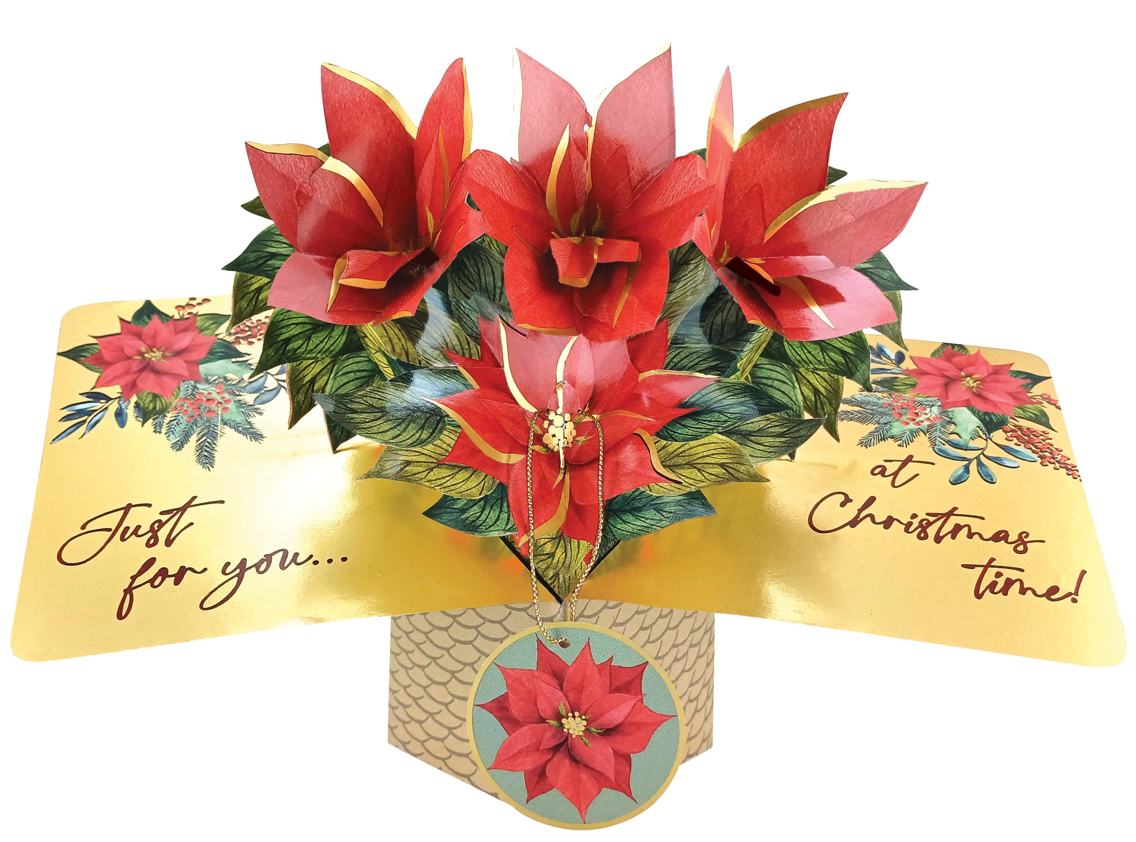 Second Nature Pop Up Christmas Card Poinsettia