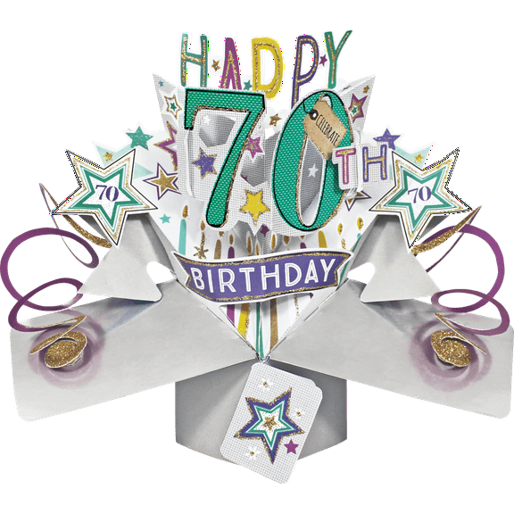 Happy 70th Birthday Pop-Up Greeting Card Original Second Nature 3D Pop Up Cards