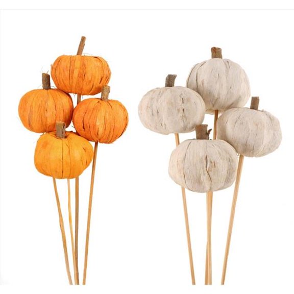 Second Nature 9096224 Stemmed Pumpkins Tabletop Decor - Orange - Pack of 24