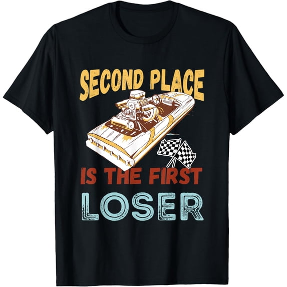 Second Place Speedboat Drag Boat Racing Drag Boat Racer T-Shirt men and women can wear, black, white, gifts