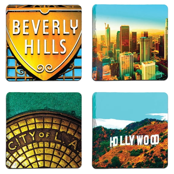 Second Story Collection, Los Angeles, Stone Coaster 4 Pack