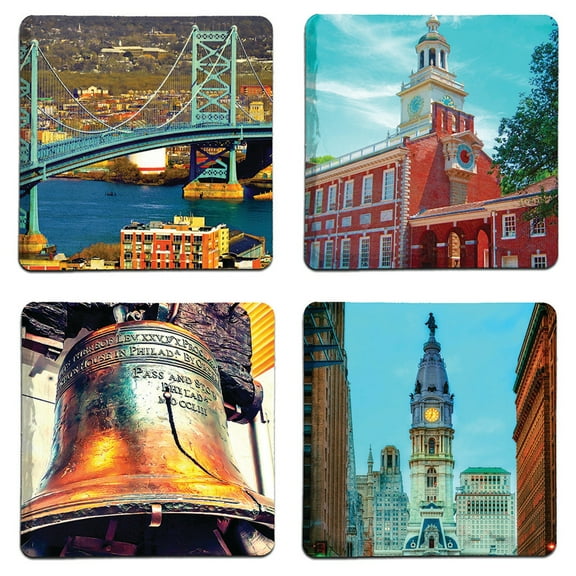 Second Story Collection, Philadelphia, Stone Coaster 4 Pack