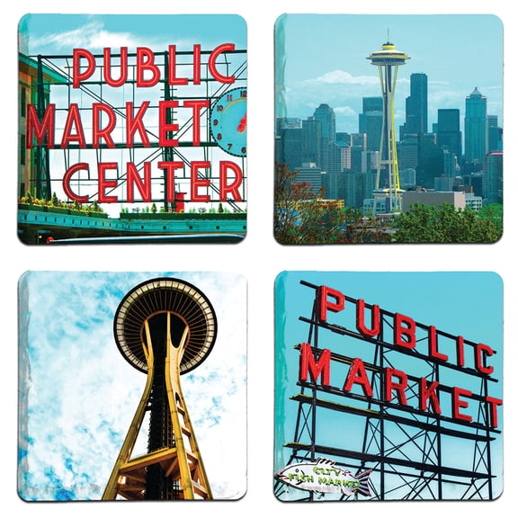 Second Story Collection, Seattle, Stone Coaster 4 Pack