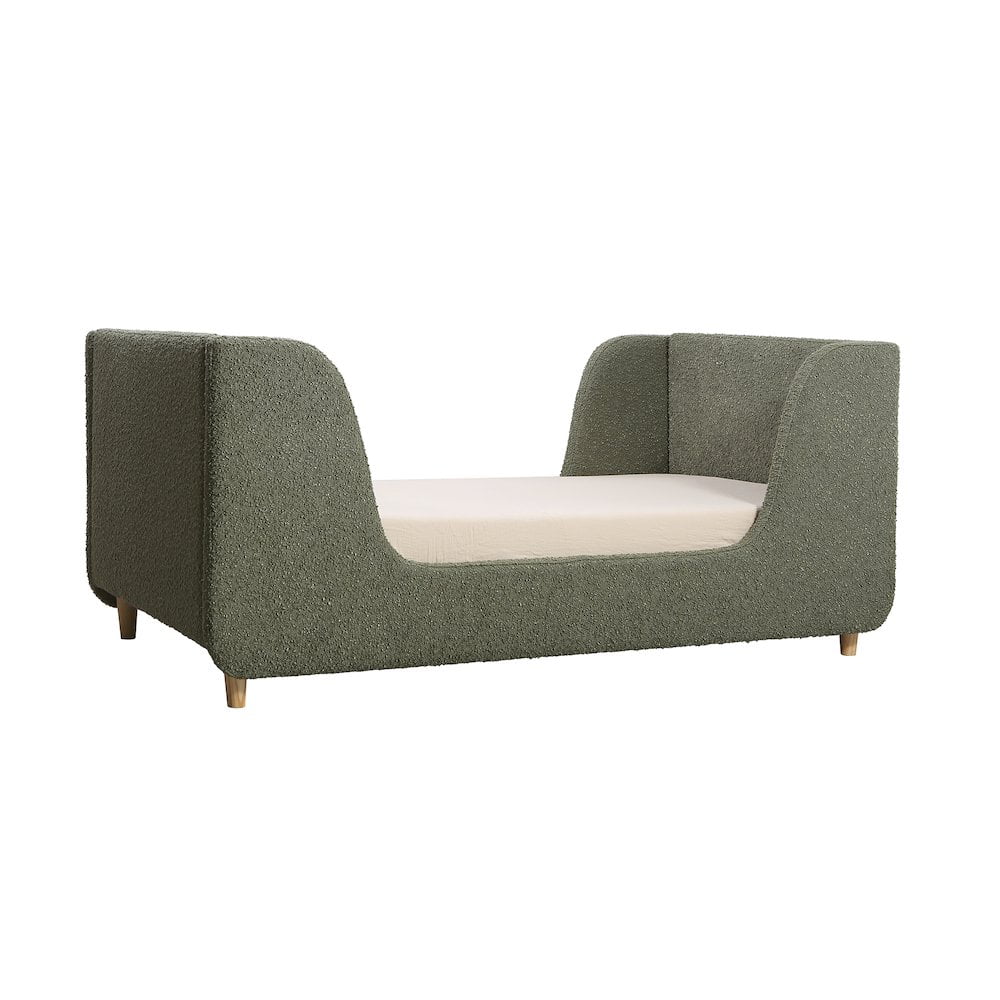 Sleek Sage Boucle Upholstered Toddler Daybed