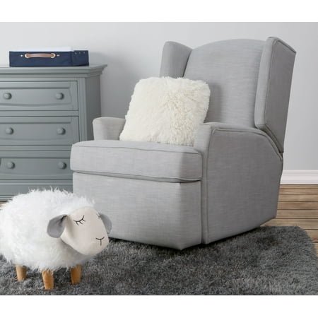 Second Story Home Hemingway Upholstered Wingback Swivel Gliding Recliner- Gray