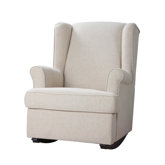 Second Story Home Quinn Upholstered Wingback Rocking Chair- Canvas