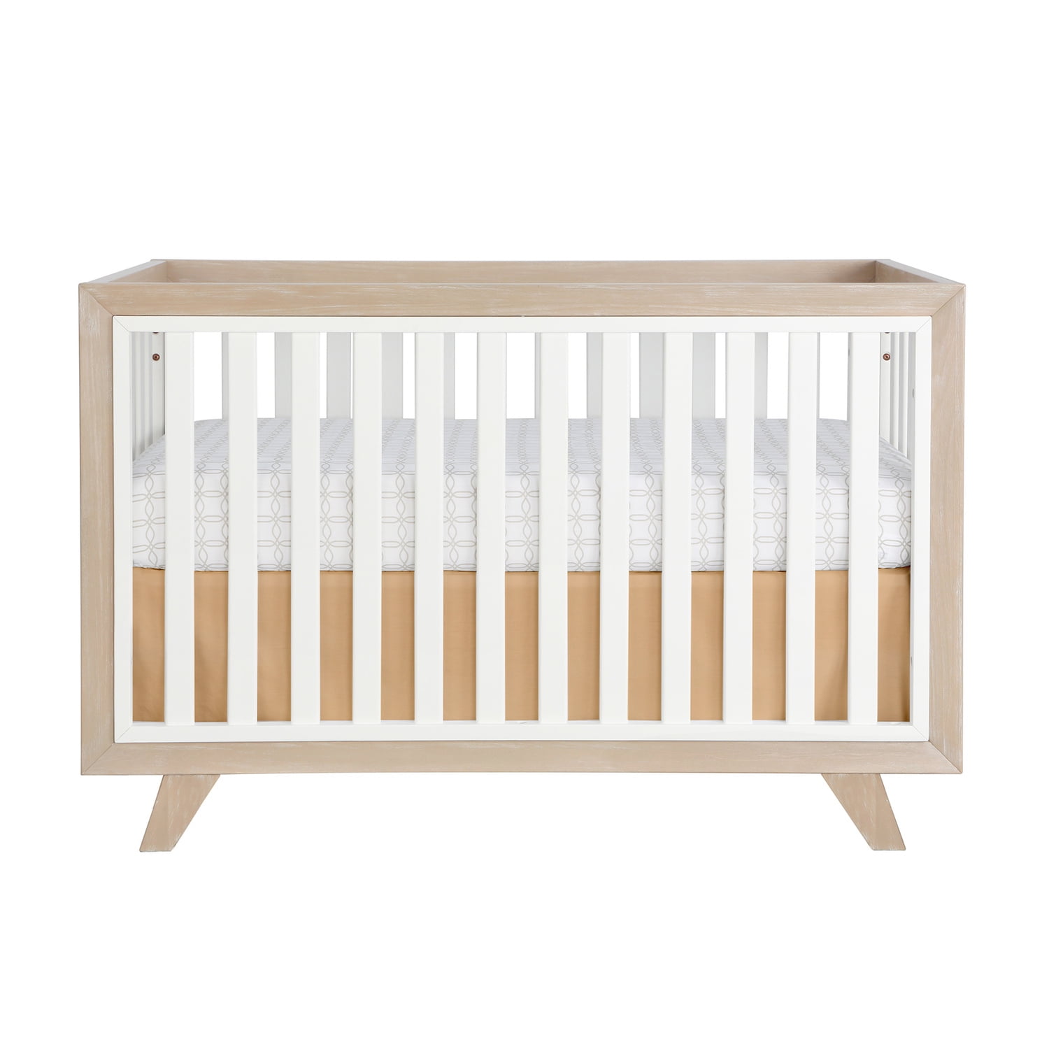 White and tan shop crib
