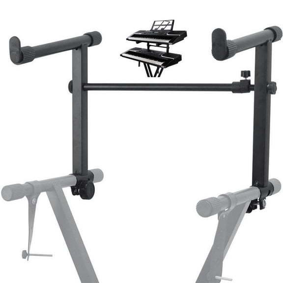 Second Tier Keyboard Stand, Extension Adapter for Keyboard Supports with Adjustable Width, Universal Iron Extension Stand for Electronic Organs