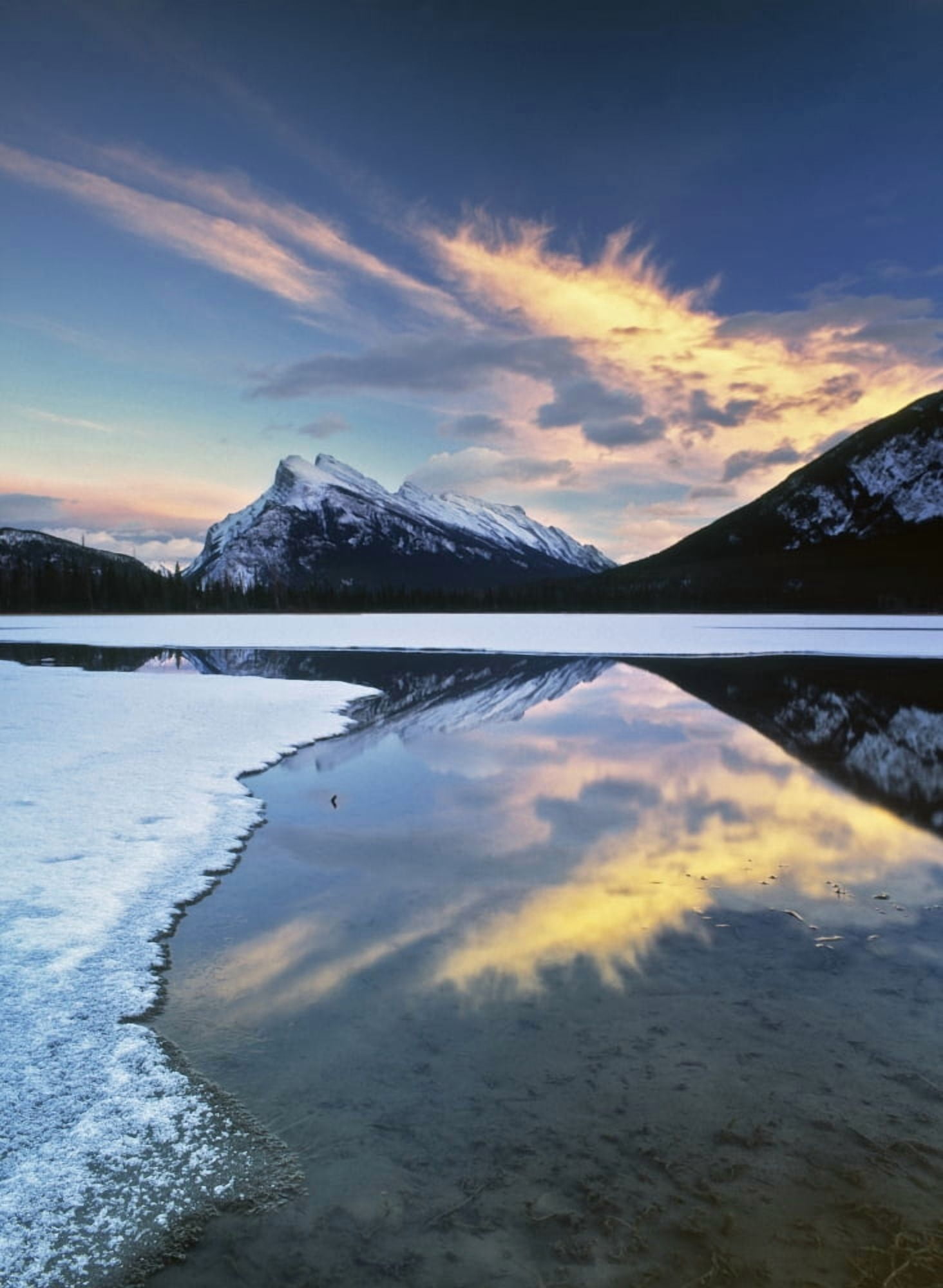 Second Vermilion Lake And Mount Rundle Banff National Park Alberta Canvas Art - Darwin Wiggett Design Pics (12 x 17)