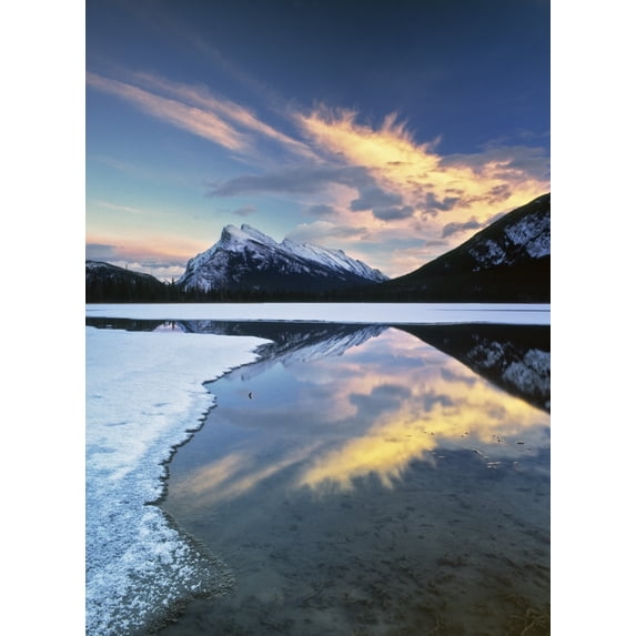 Second Vermilion Lake And Mount Rundle, Banff National Park, Alberta. Poster Print (24 x 34)