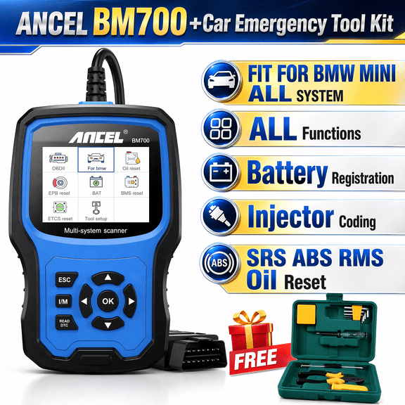 [Second-hand]ANCEL OBD2 Scanner  Fit for BMW +Car Emergency Tool Kit  - Full System Diagnostic Scan Tool with All Reset Services, [Combination Pack]